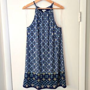 Max Studio Blue Floral Halter High Neck Sundress Size Large